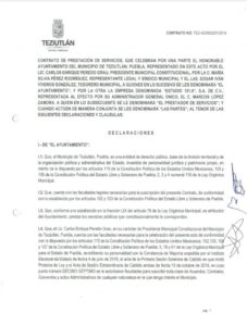 Contrato por la publicidad de las actividades del H. Ayuntamiento de Teziutlán con la empresa Estudio 101.9 S.A. de C.V.